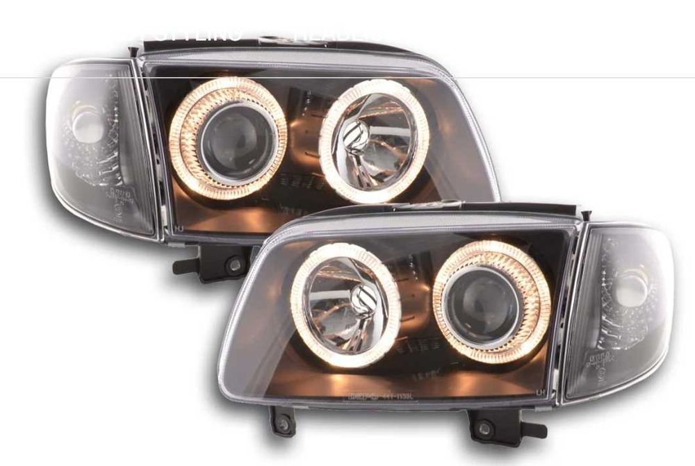 Фарове VW POLO 6N2 DEPO Angel Eyes за Поло 6Н2 Тунинг тъмни 99-01г.