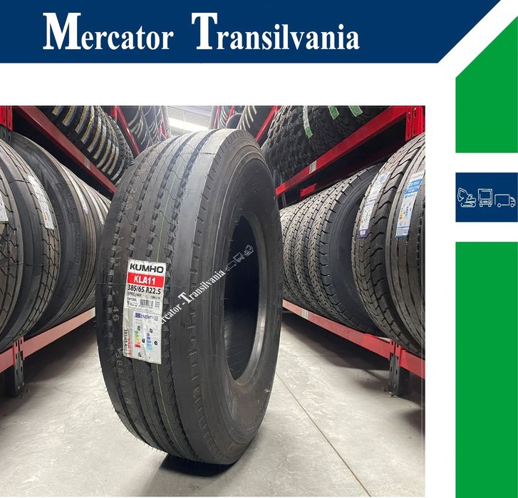 Anvelopa NOUA 385/65R22.5 Kumho KLA11, M+S*, Hybrid, Directie/Remorca, 160K C/C/70dB(A)