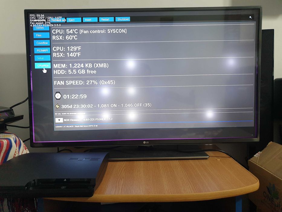 PS3 modat HEN 250 GB + 40 jocuri (GTA V, Red Dead, FIFA 19, NFS)