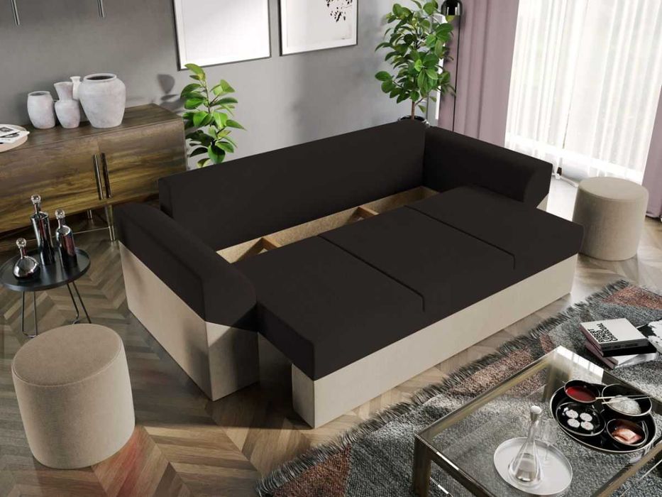 Canapea Extensibila Cali crem / maro - Transport Gratuit in 4-10 zile