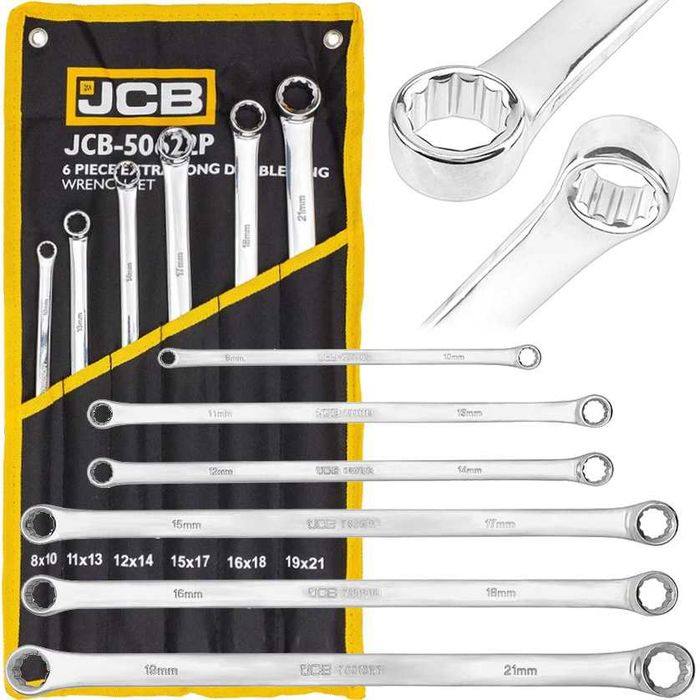Дълги прави звездогаечни ключове комплект 6 броя 8–21 мм JCB XL
