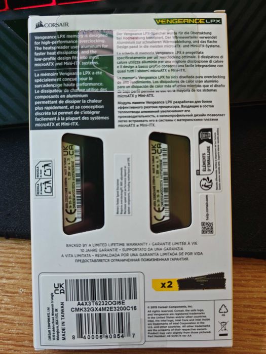 KIT RAM 32GB (2x16GB) DDR4 3200MHz CL16 Corsair Vengeance LPX, sigilat