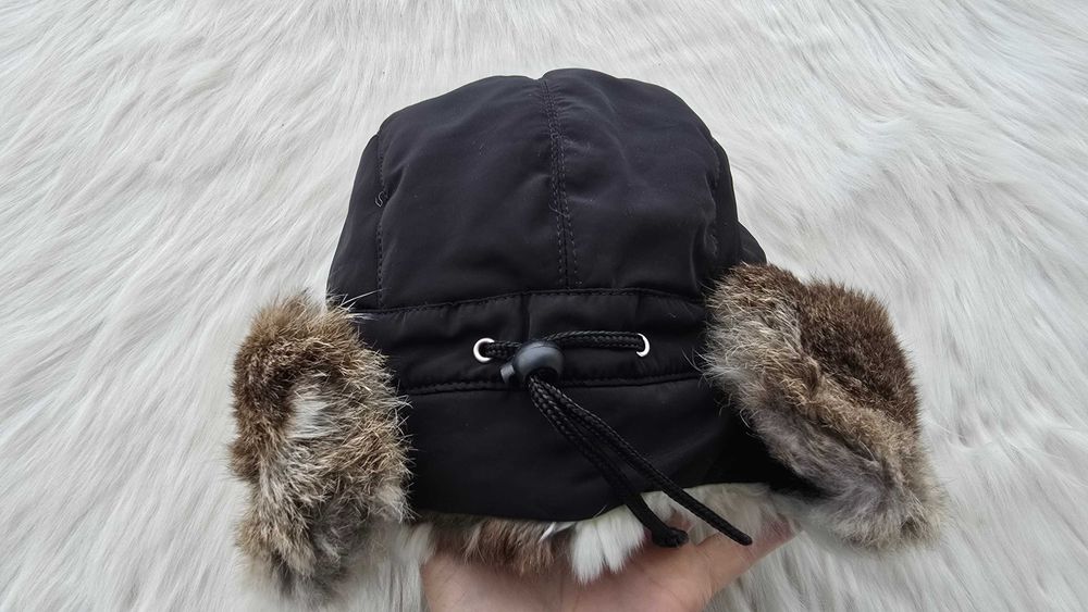 Шапка ушанка с естествен косъм