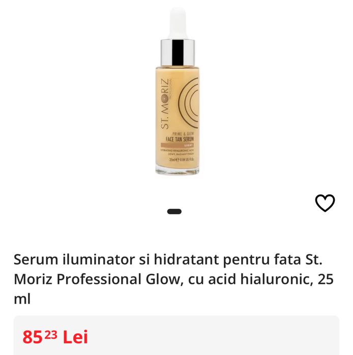 Ser stralucire acid hialuronic,autobronzant, St. Moriz Prime and Glow