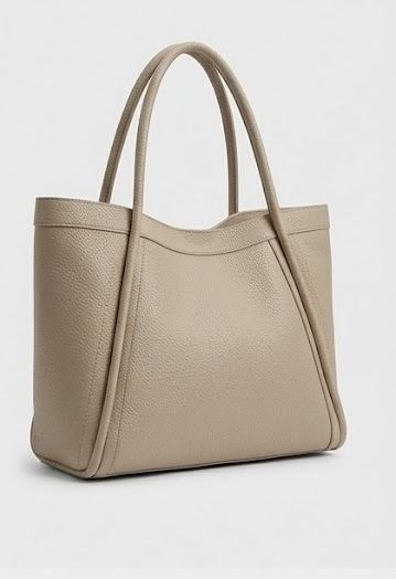 Geantă de mână mare / Tote din piele texturată bej
