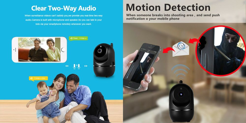 Camera neagra supraveghere IP WIFI HD 1080P 2.0MP, Detectare miscare!