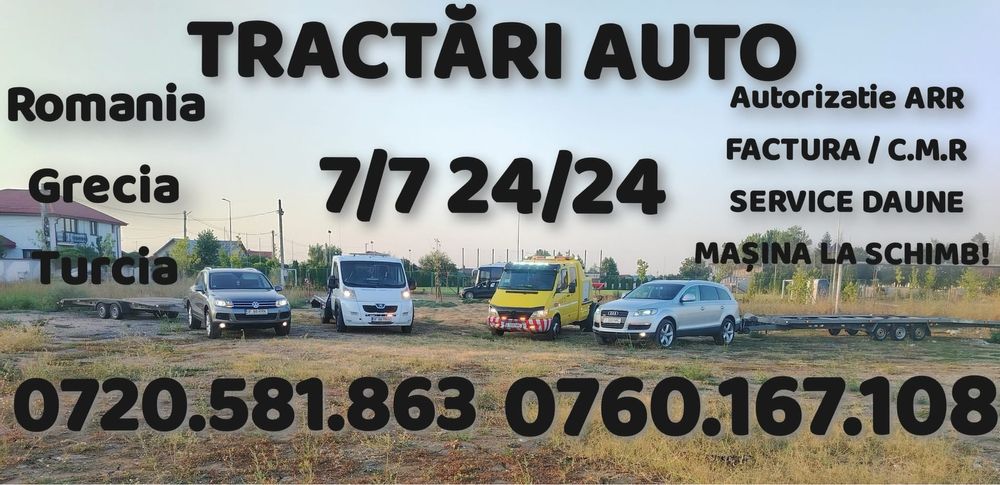 Tractari auto / Platforma auto / Asistenta rutiera / Transport auto