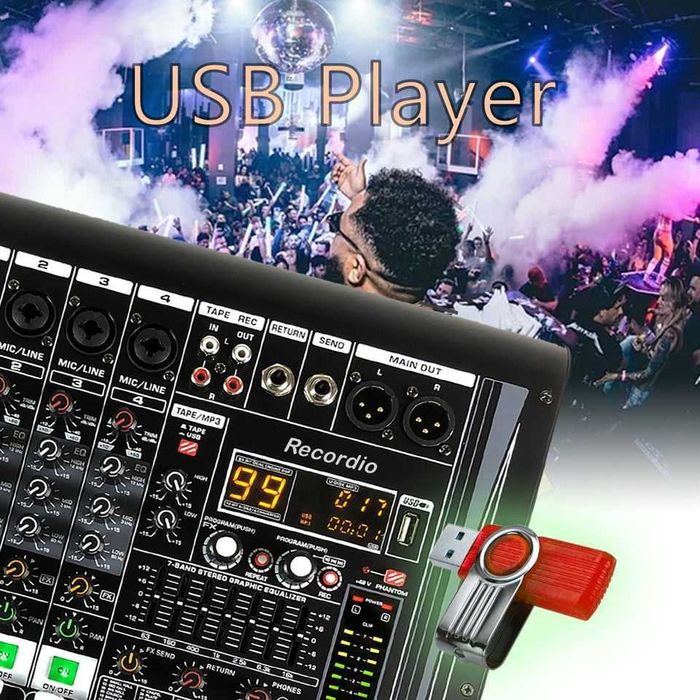 Mixer audio activ amplificat 2 x 450W RMS, 99 Efecte, Bluetooth, USB