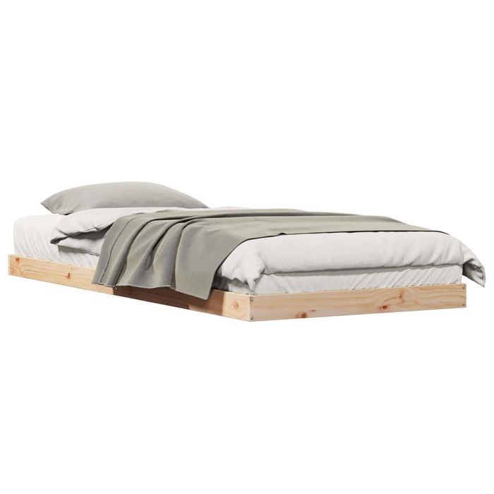Cadru de pat de podea, natural, 90 x 220 cm, lemn masiv de pin VidaXL