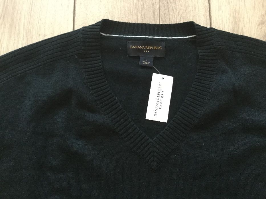 НОВ оригинален черен памучен пуловер BANANA REPUBLIC размер L ОТ САЩ
