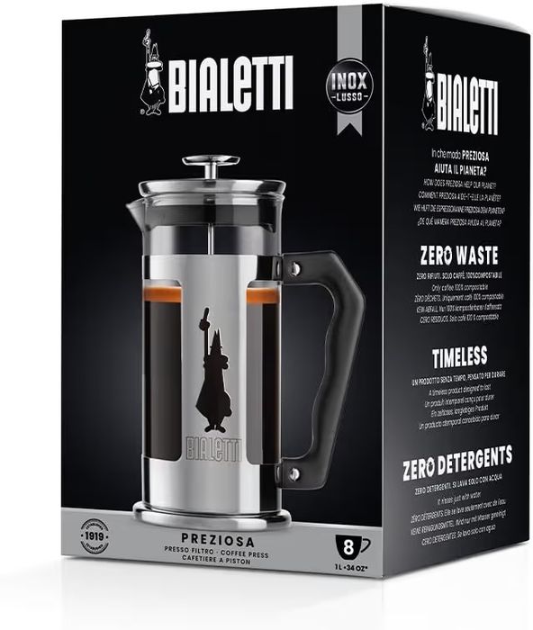 Френска преса Preziosa Bialetti 1 л,8 чаши,кафе,чай
