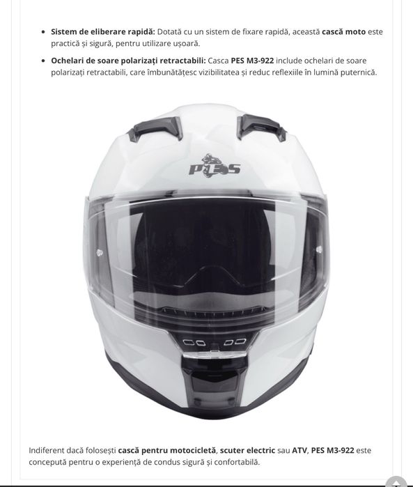 Casca moto  integrala , full face , M3 922 , certificari de siguranta , purtata f putin ,