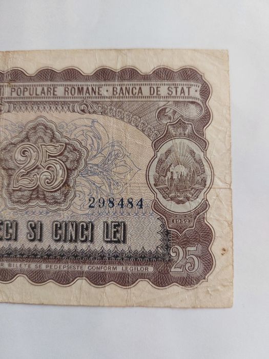 Bancnota 25 lei 1952.