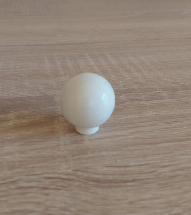 Maner buton sfera alb lucios plastic