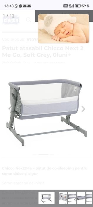 Pățut Chicco Next 2 Me go, soft grey