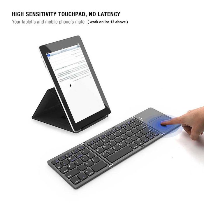 Wirelss rechargeable mini touch bluetooth foldable keyboard for ipad