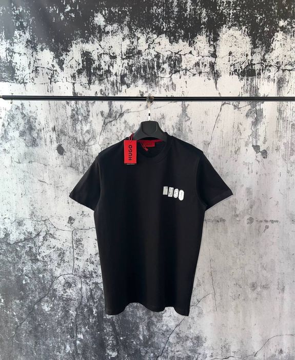 Tricou Hugo alb/negru - calitate PREMIUM