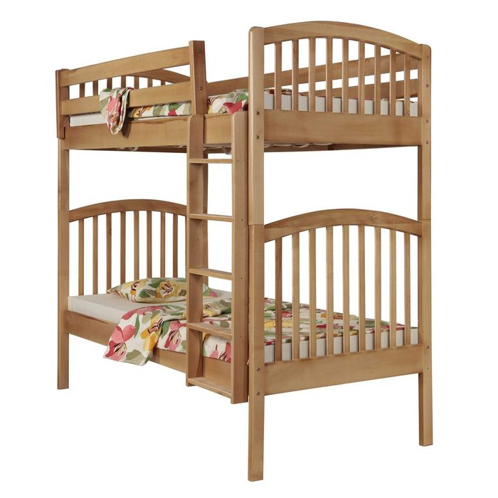 Pat copii supraetajat lemn fag  folosit - stare buna !