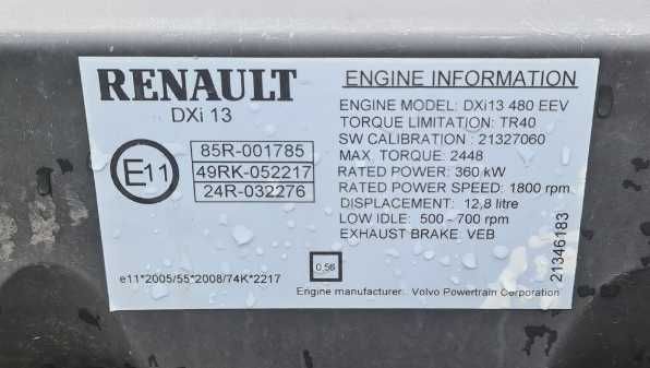 Motor Renault DXi13 480 EEV – 360 kW