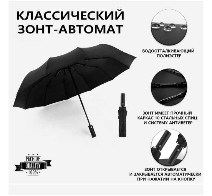 Зонт автоматический чёрный