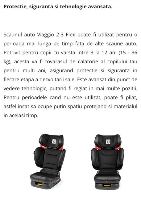 Scaun auto Peg Perego Viaggio 2-3 Flex Licorice, Negru