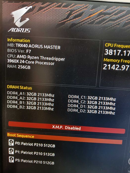 PC AORUS - AMD Ryzen Threadripper 3960X 3.8 GHz 256 gb RAM