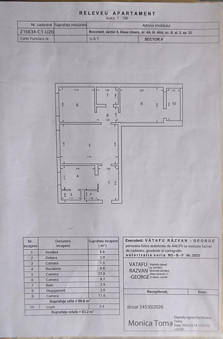 Apartament 3 camere de vânzare în Berceni aleea Uiara 4a