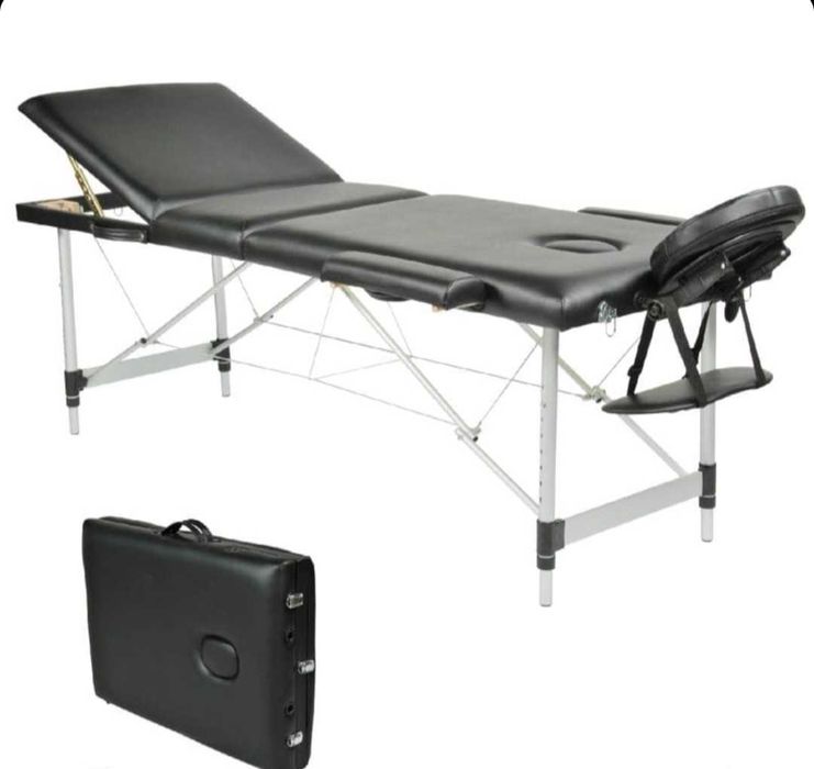 трисекторна козметична масажна кушетка дървена черна  масажно легло