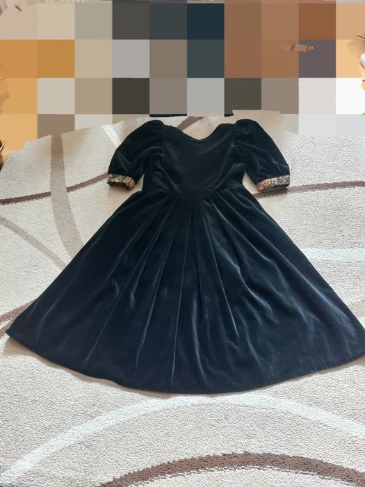 Rochie noua exceptionala din catifea naturala cu  platca jaquard