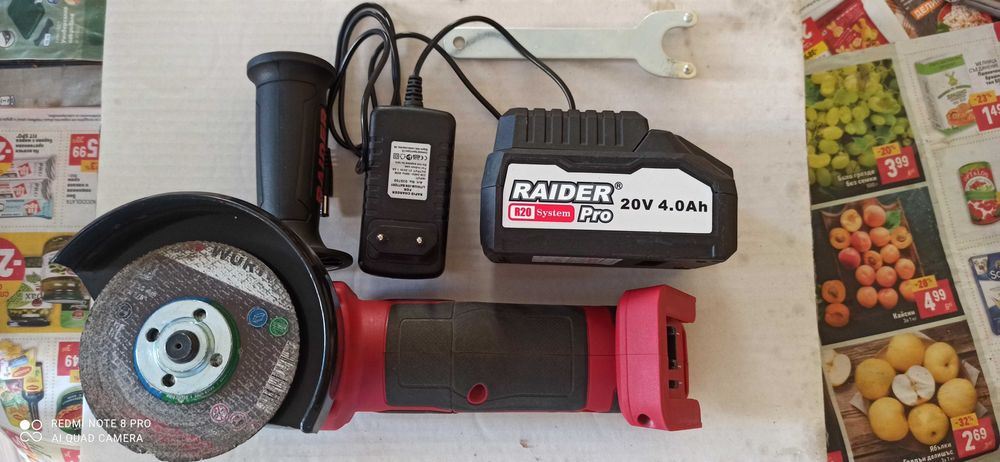 Акумулаторен ъглошлайф Райдър  20 волта
