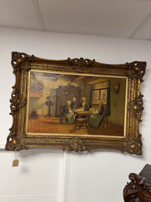 Tablou pictura in ulei pe panza - rama baroc aurie