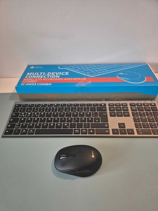 [REDUCERE-75%][GARANTIE 1 AN] Kit tastatura si mouse Bluetooth iClever IC-DK03 Fara stick Open Box