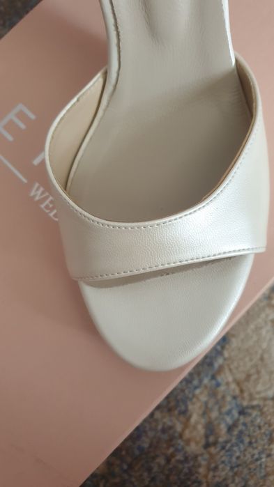 Epica Sandale albe din piele ecologica