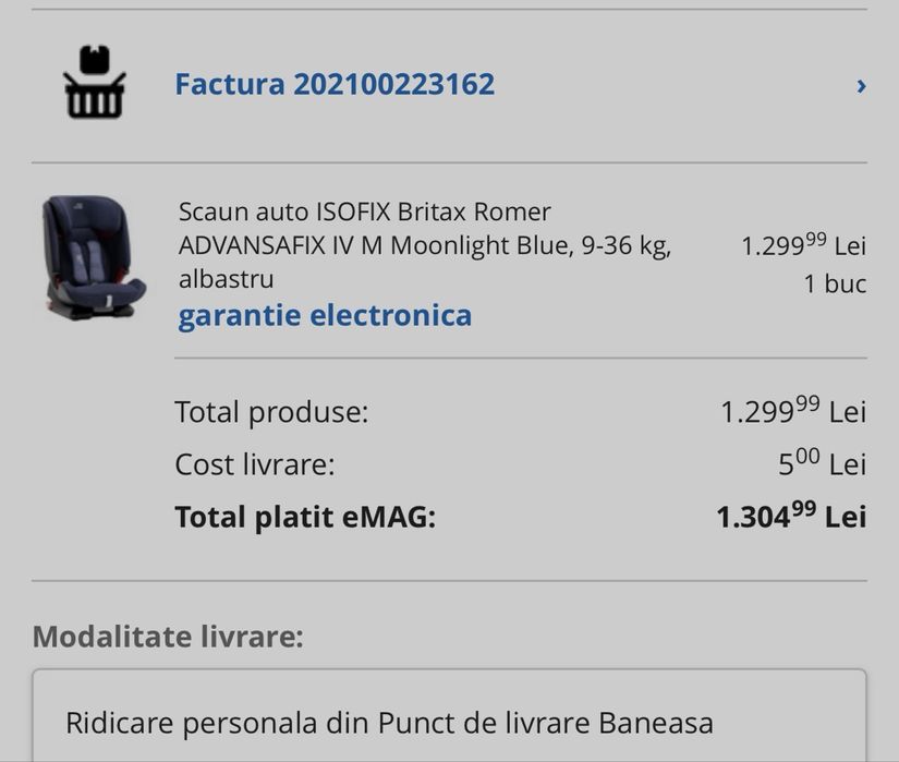 Scaun Britax Romer cu isofix albastru marin si negru