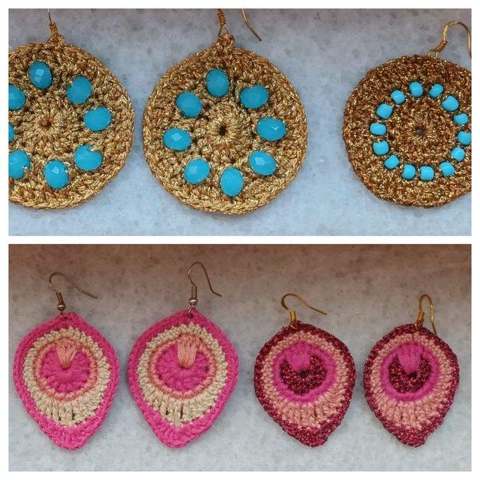 Плетени обеци,  колие пауново перо