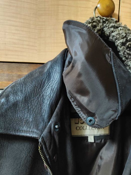 Vand geaca din piele cu guler de blana