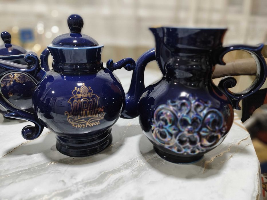 Посуда синяя Новгород СССР.