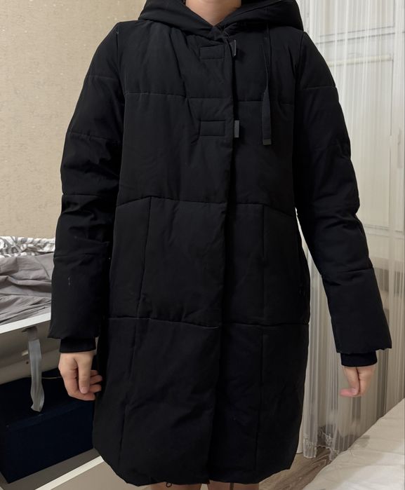 Куртка зимняя черная, б/у, пуховик женский