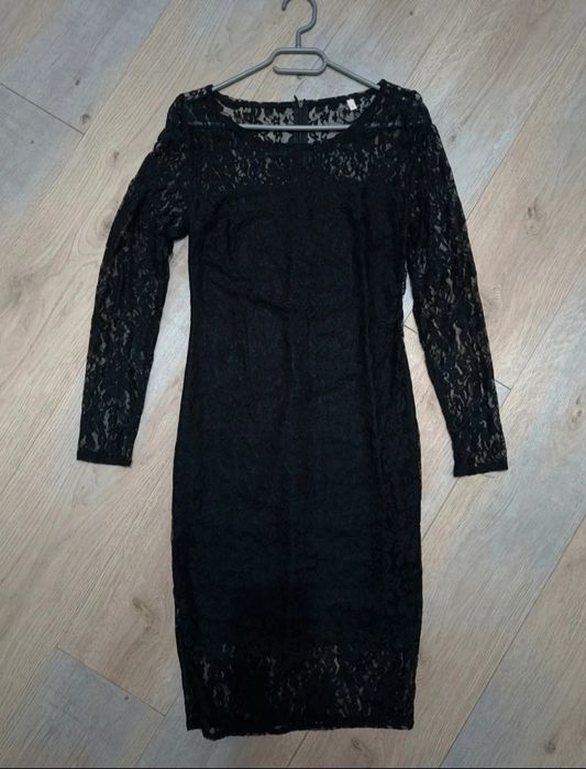 Rochie neagra dantela ocazie material elastic