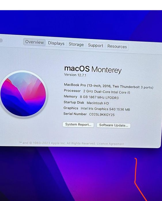 Macbook pro 2016 A1708