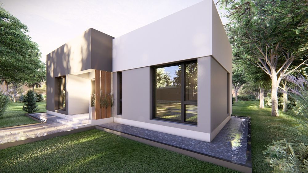 Casă modernă la roșu, parter – Domnești, 500 mp teren.