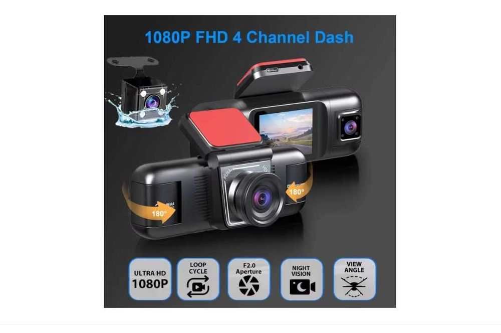 Camera Auto DVR 4 Canale 1080p FullHD, Night Vision, Ecran IPS 2"