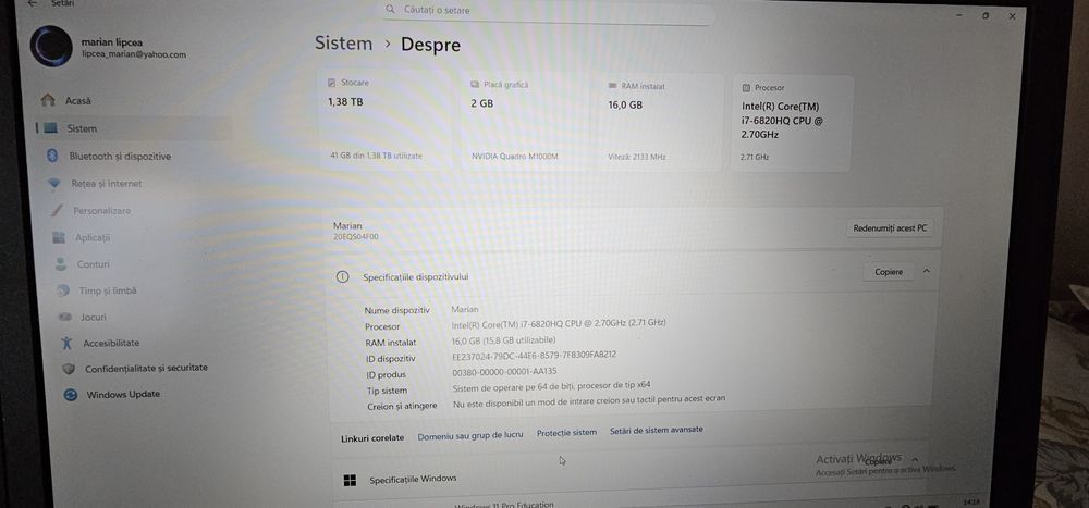 Vand leptop Lenovo P50