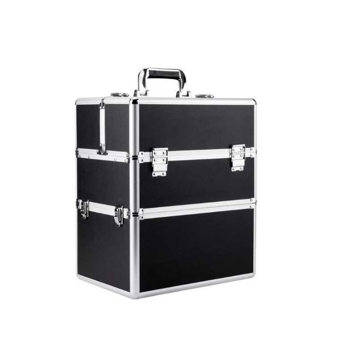 Geanta 2in1 tip troler pt manichiură - cosmetice - XXL negru-argintiu