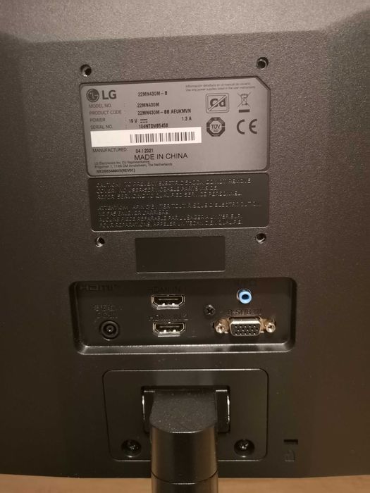 Vând Monitor LED LG 21.5", FHD, FreeSync, FlickerFree, HDMI