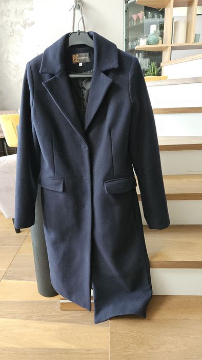 Палто с 80% вълна тъмно синьо