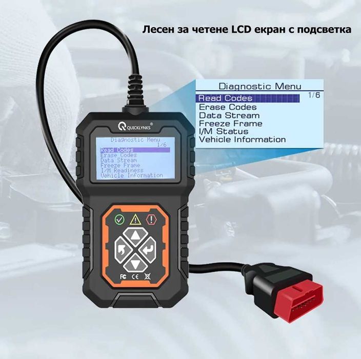 Full OBD2 EOBD автомобилен диагностичен кодочетец