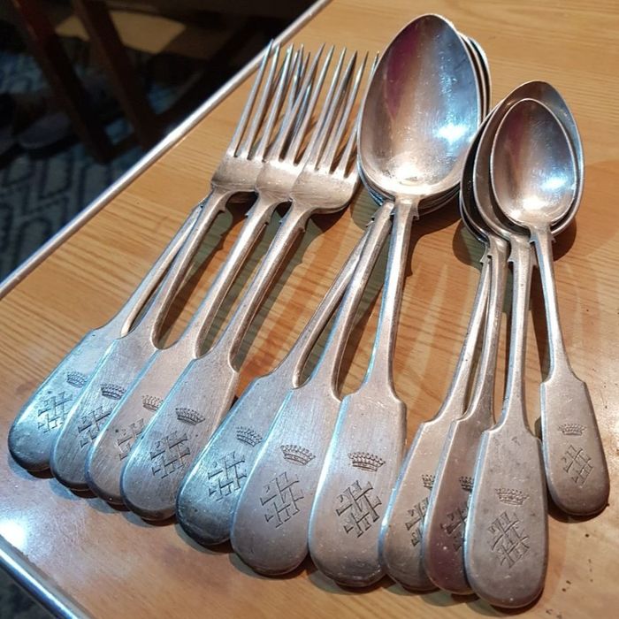 Царское Графское Дворяни столовое серебро 84 пробы По Цене за 1 грамм