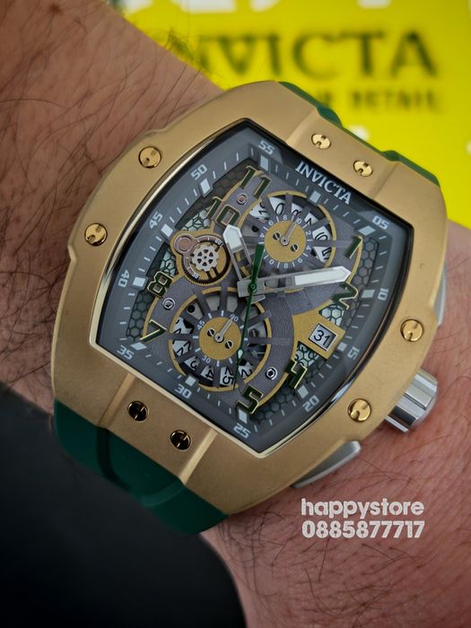 INVICTA Racing Strada Gold/Green 47 mm, Инвикта нов ръчен часовник