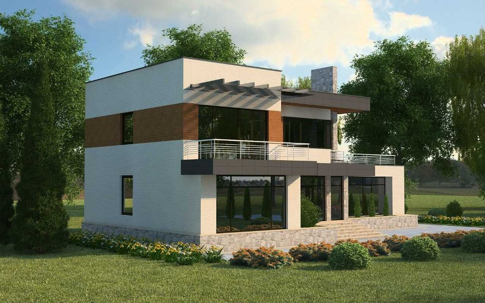 Эскизный проект в стиле Хай-Тек . Архитектор, проектирование современн